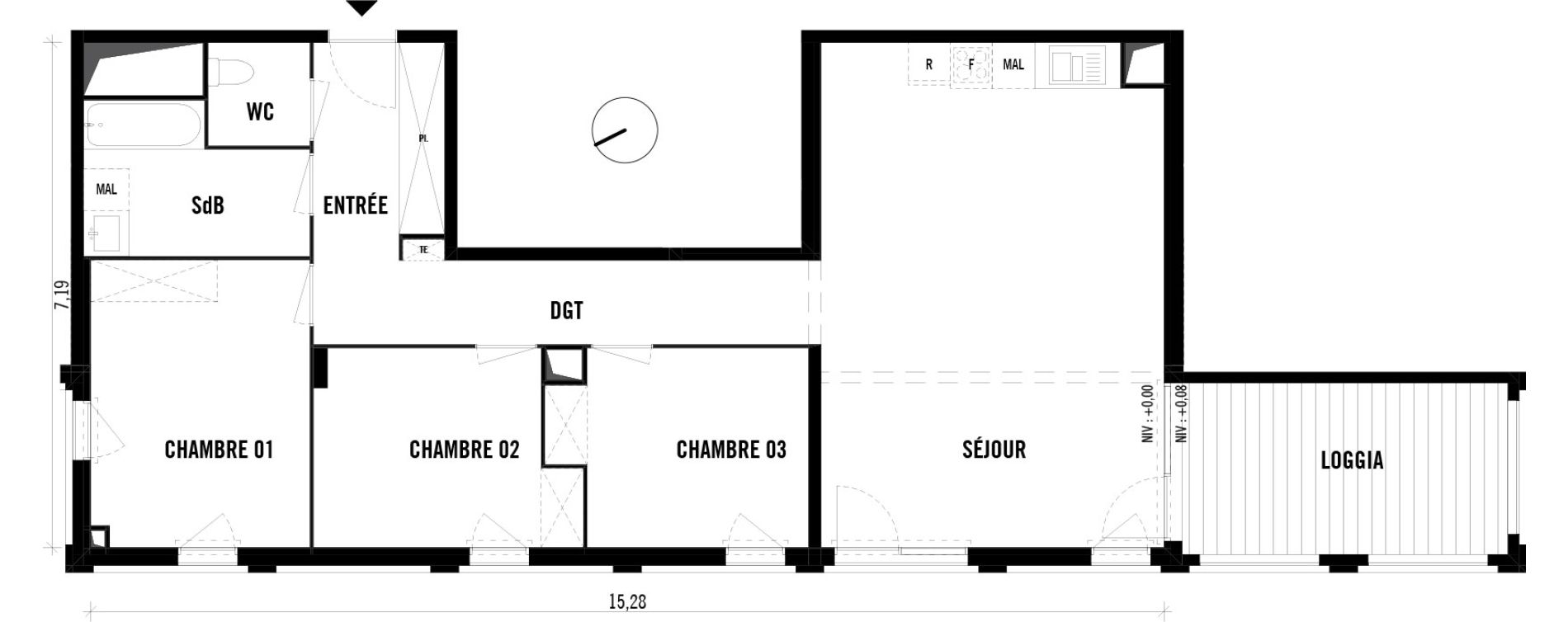 Appartement T4 de 89,27 m2 &agrave; Toulouse Empalot
