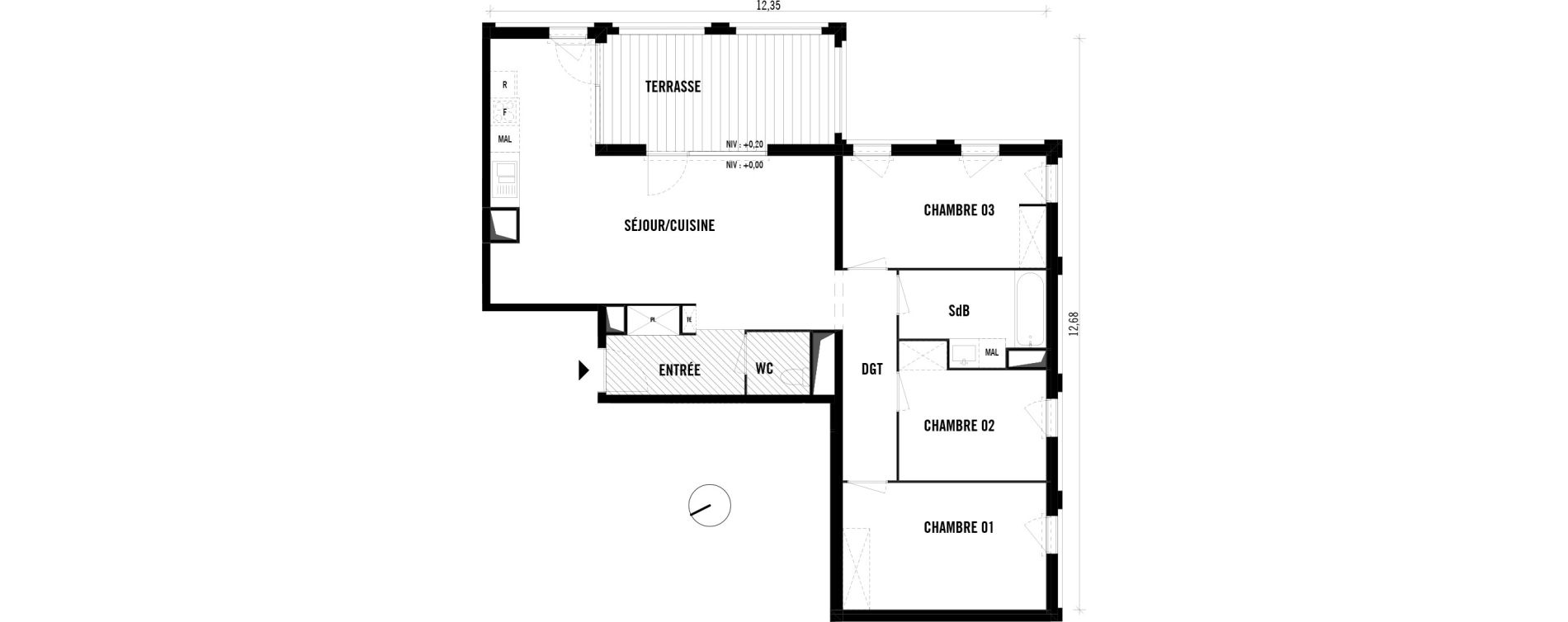 Appartement T2 de 39,51 m2 &agrave; Toulouse Empalot
