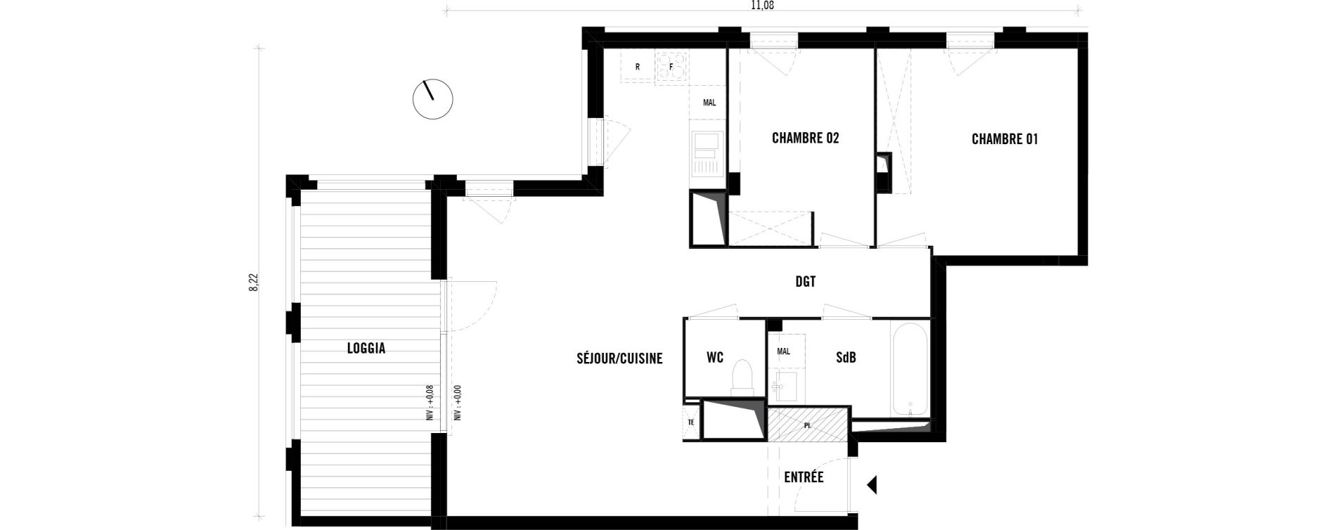 Appartement T3 de 66,63 m2 &agrave; Toulouse Empalot