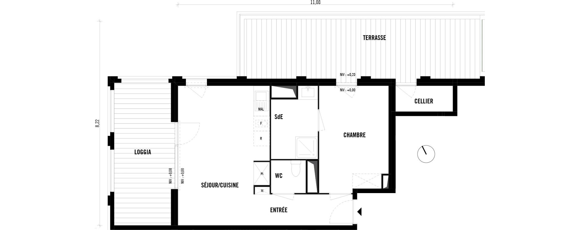 Appartement T2 de 45,60 m2 &agrave; Toulouse Empalot