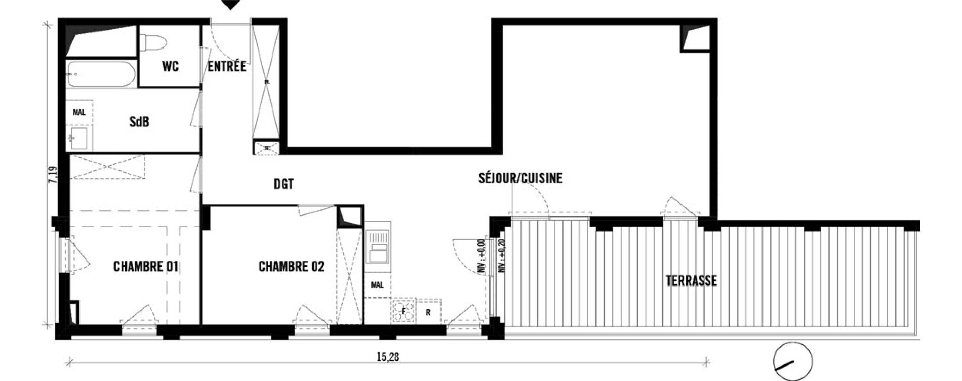 Appartement T3 de 76,85 m2 &agrave; Toulouse Empalot