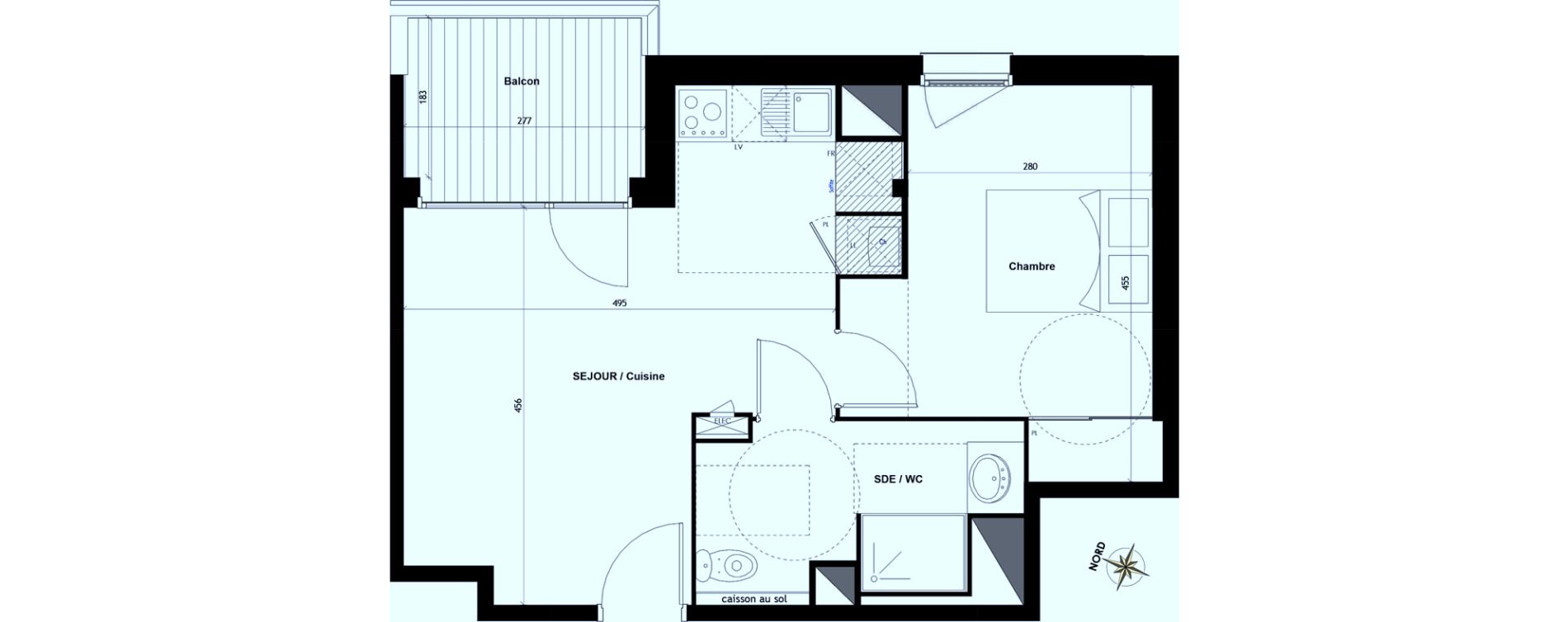 Appartement T2 de 41,91 m2 &agrave; Toulouse Minimes