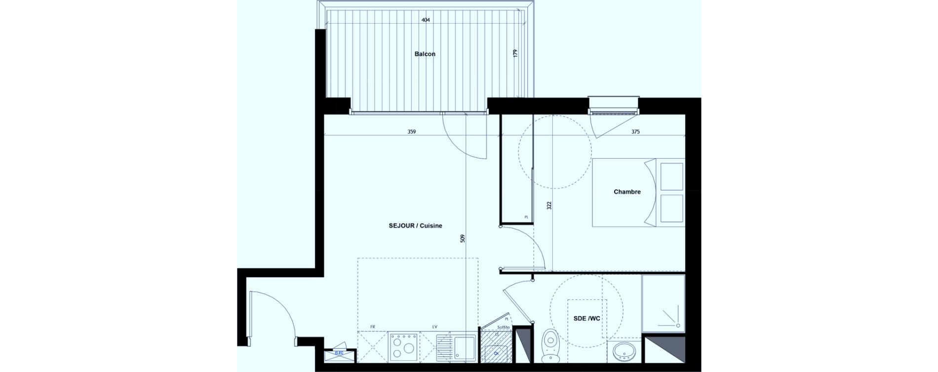 Appartement T2 de 38,01 m2 &agrave; Toulouse Minimes
