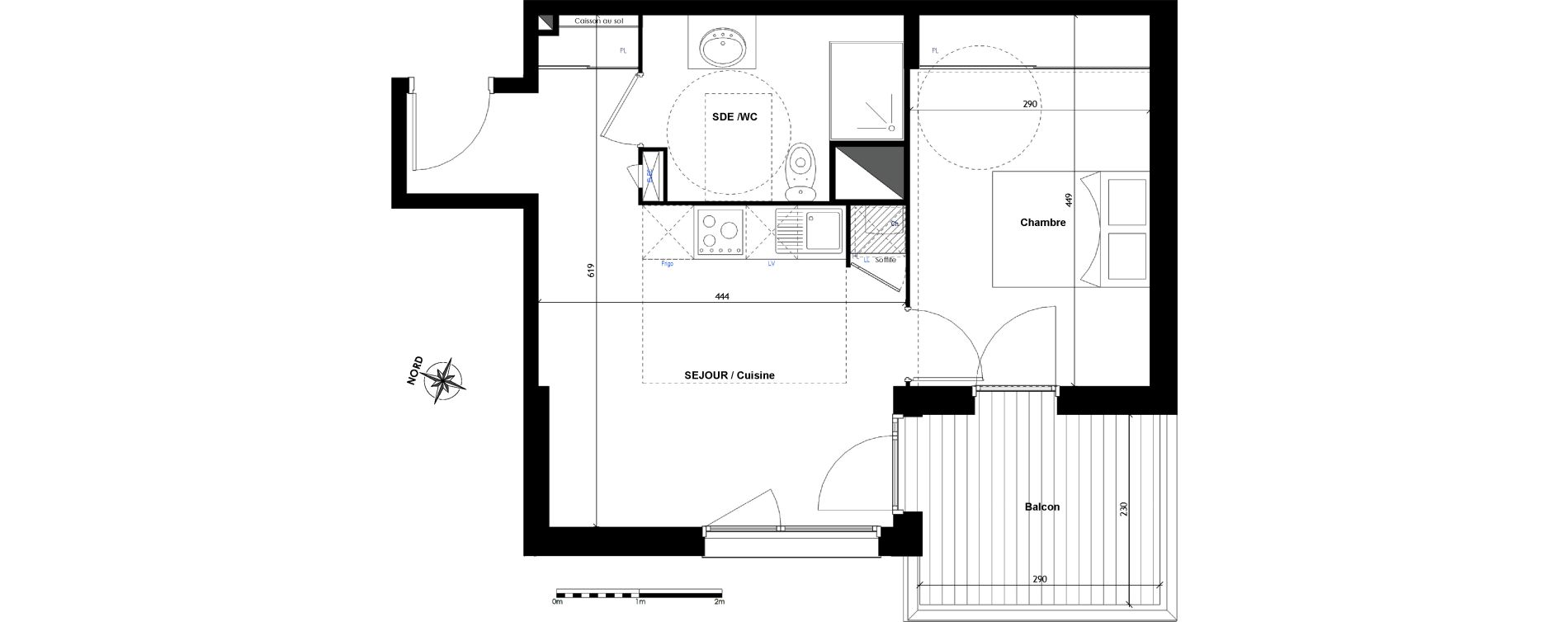 Appartement T2 de 40,72 m2 &agrave; Toulouse Minimes