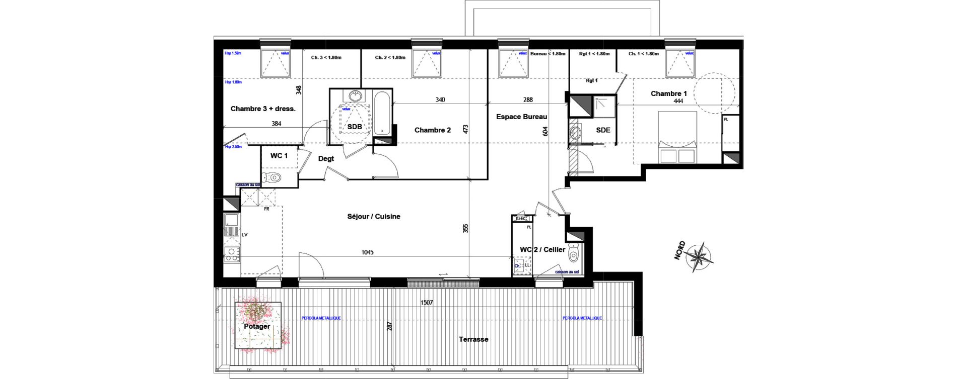 Appartement T4 de 114,22 m2 &agrave; Toulouse Minimes