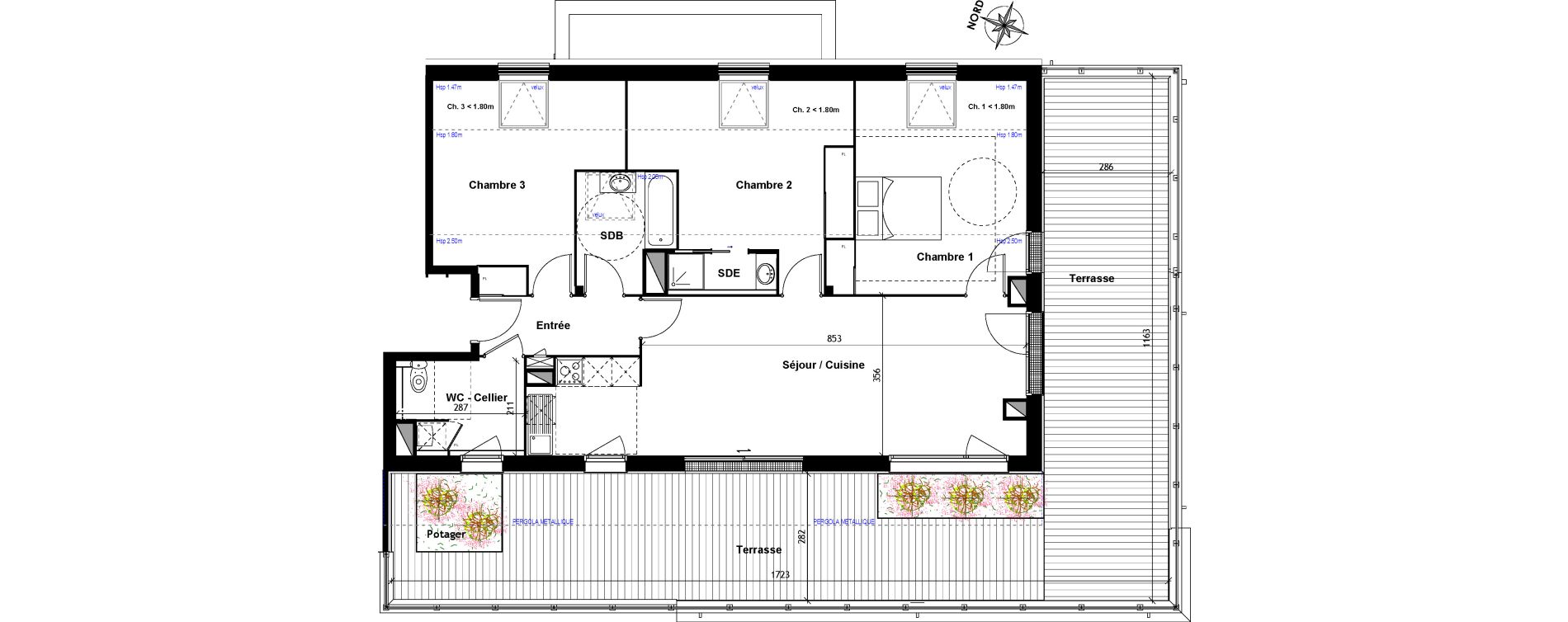 Appartement T4 de 96,13 m2 &agrave; Toulouse Minimes