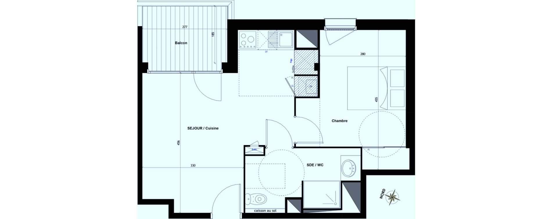 Appartement T2 de 41,95 m2 &agrave; Toulouse Minimes