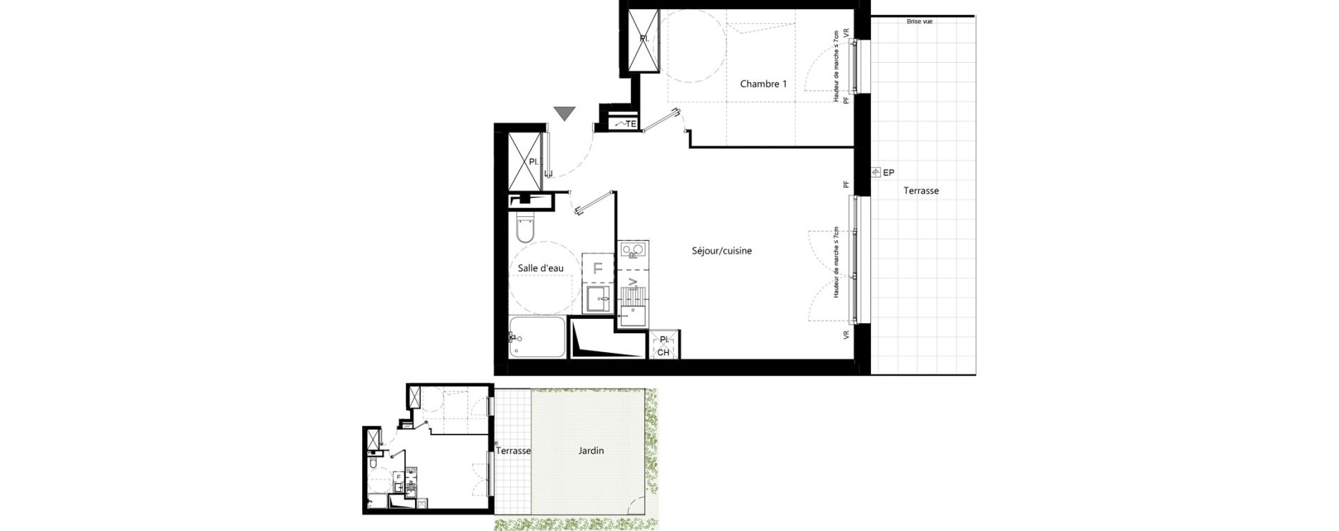 Appartement T2 de 41,83 m2 &agrave; Toulouse Minimes