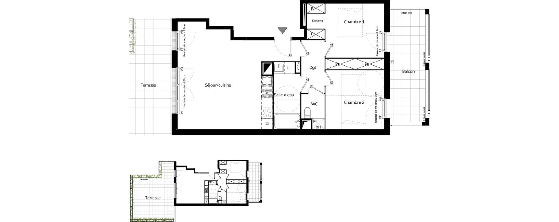 Appartement T3 de 68,82 m2 &agrave; Toulouse Minimes