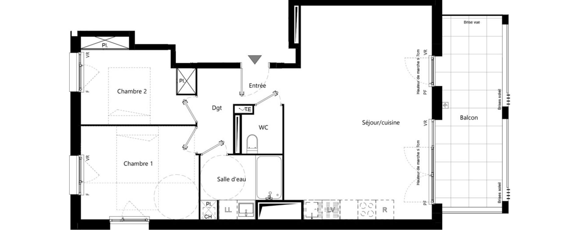 Appartement T3 de 68,60 m2 &agrave; Toulouse Minimes