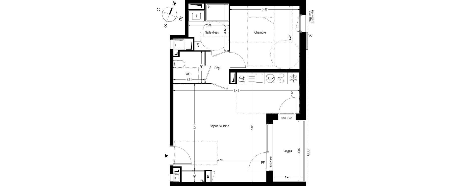 Appartement T2 de 48,85 m2 &agrave; Toulouse Trois cocus