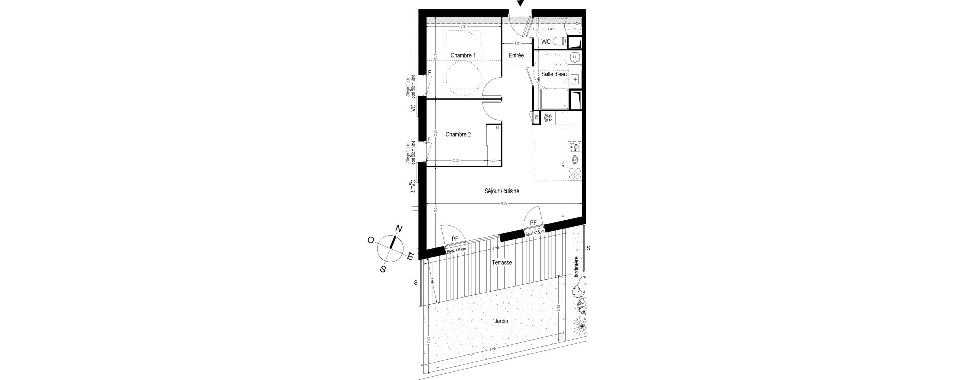 Appartement T3 de 60,08 m2 &agrave; Toulouse Trois cocus