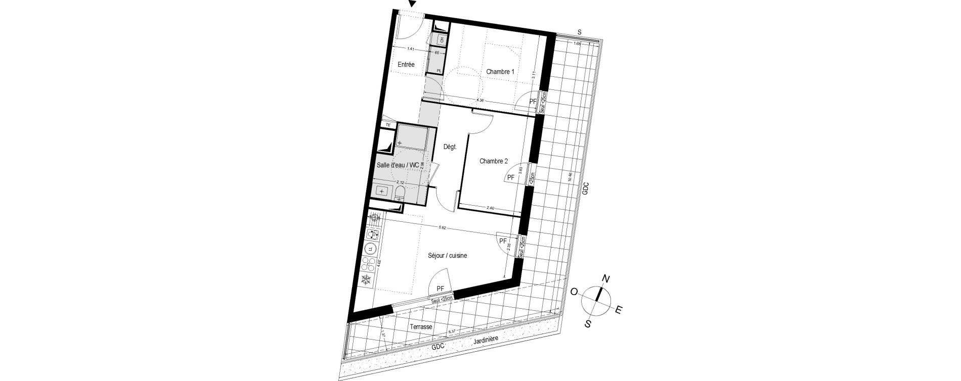 Appartement T3 de 58,08 m2 &agrave; Toulouse Trois cocus