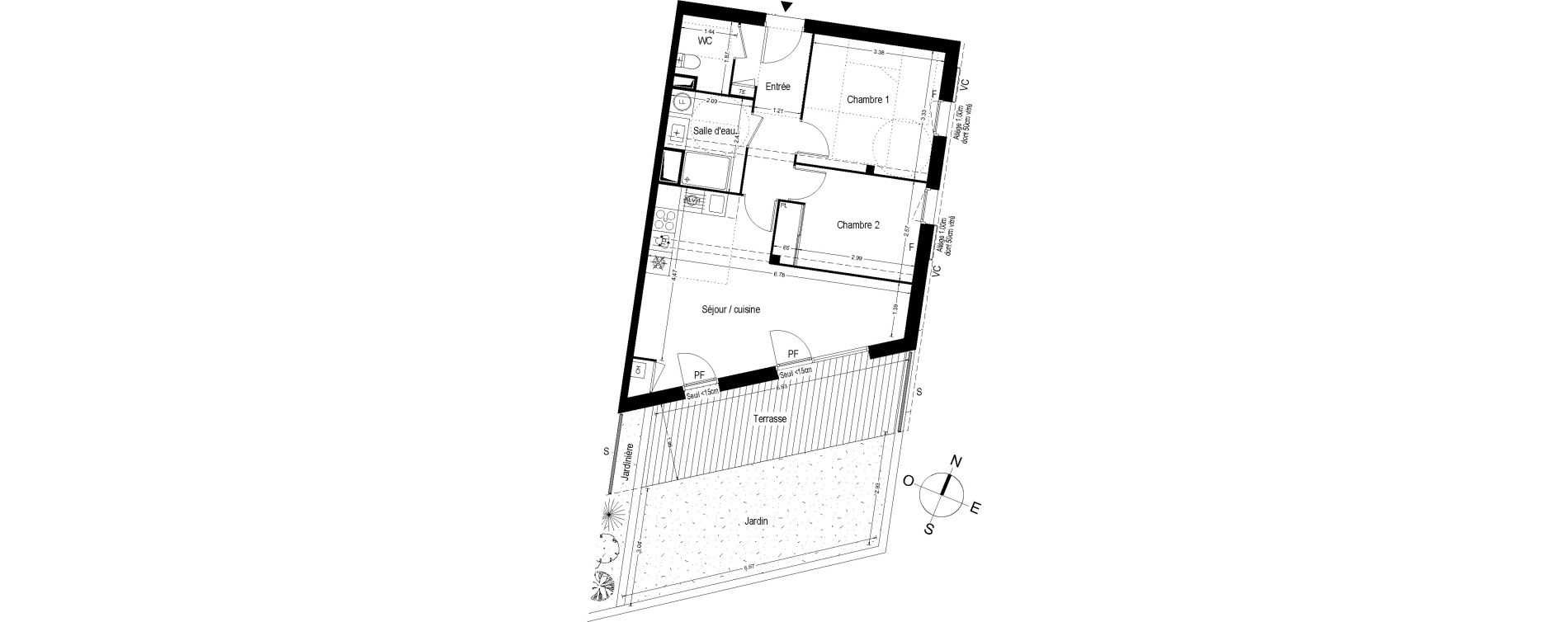 Appartement T3 de 56,49 m2 &agrave; Toulouse Trois cocus