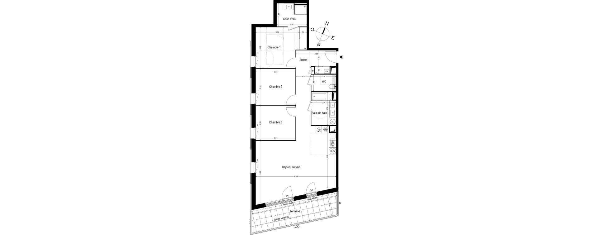 Appartement T4 de 91,25 m2 &agrave; Toulouse Trois cocus
