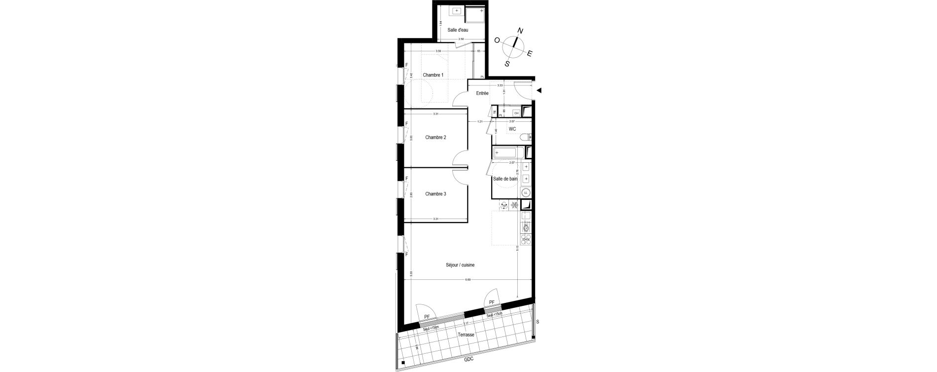 Appartement T4 de 91,27 m2 &agrave; Toulouse Trois cocus