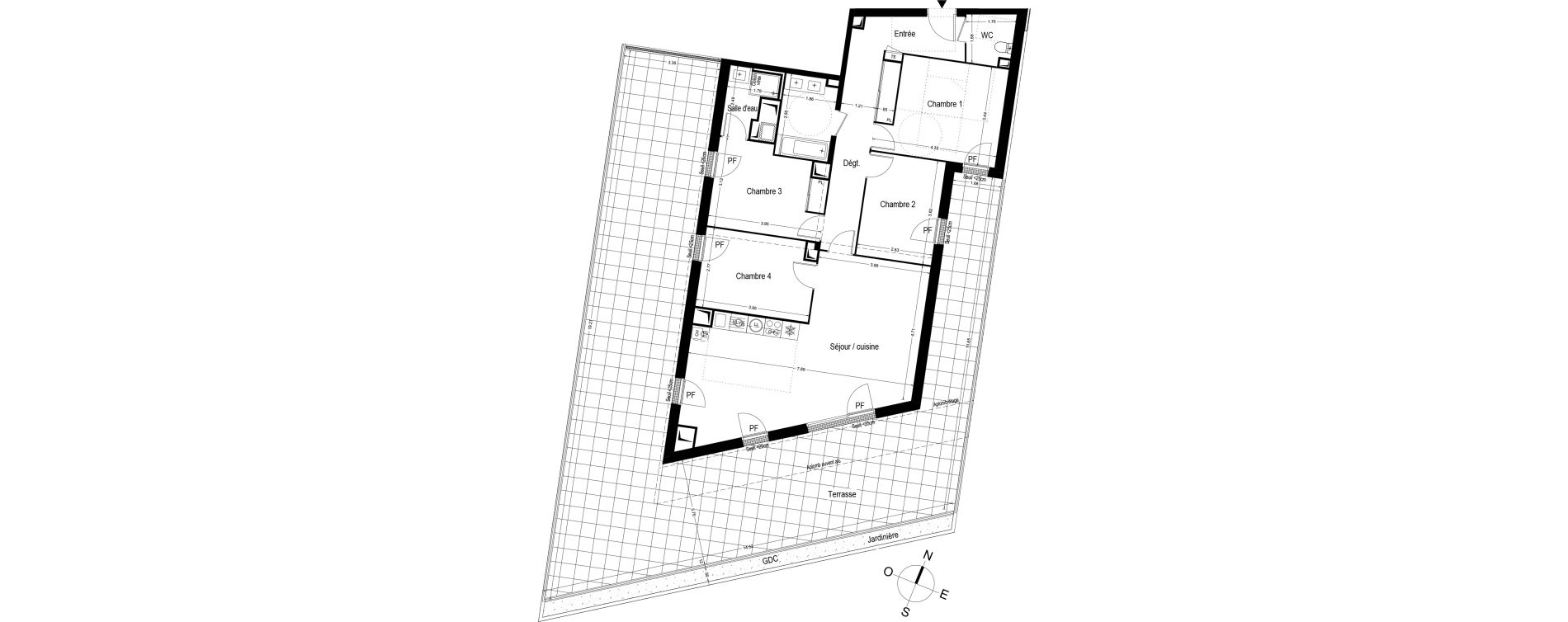 Appartement T5 de 108,27 m2 &agrave; Toulouse Trois cocus