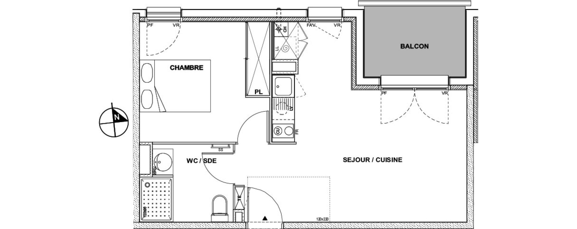 Appartement T2 de 39,90 m2 &agrave; Toulouse Croix daurade