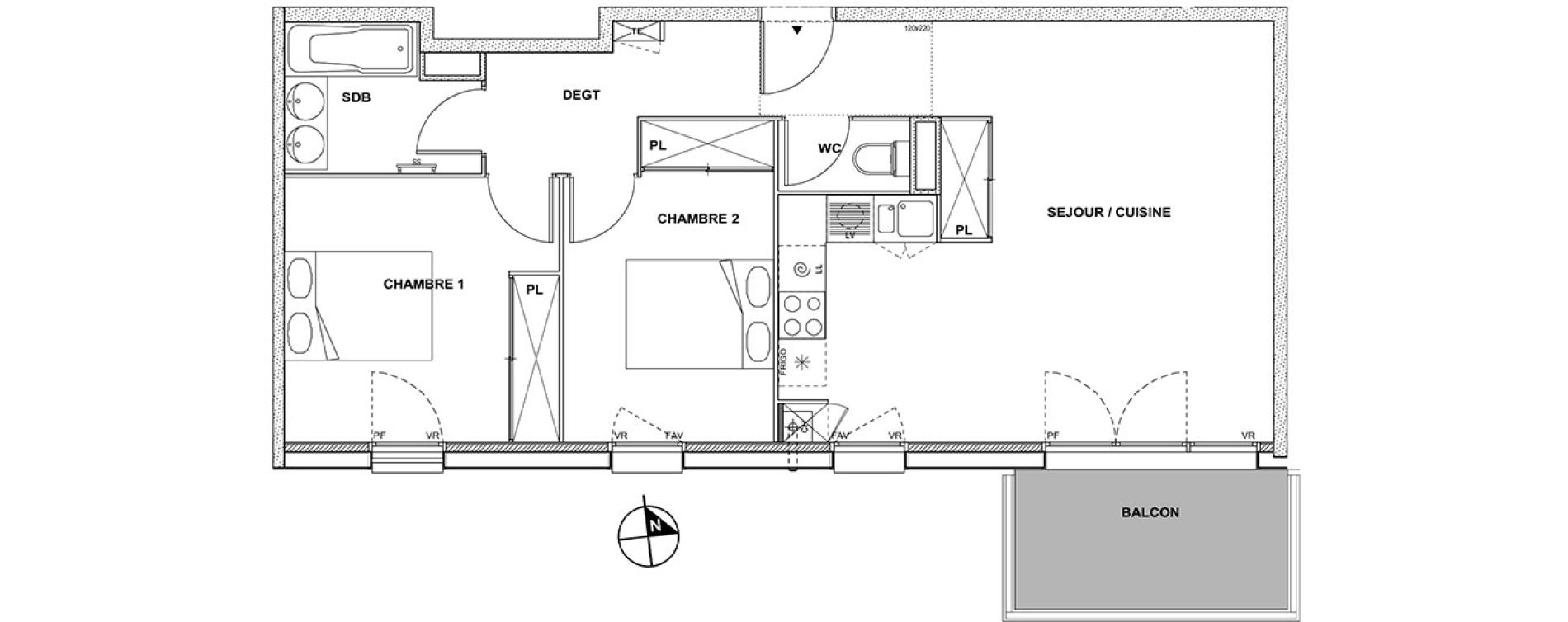 Appartement T3 de 65,50 m2 &agrave; Toulouse Croix daurade