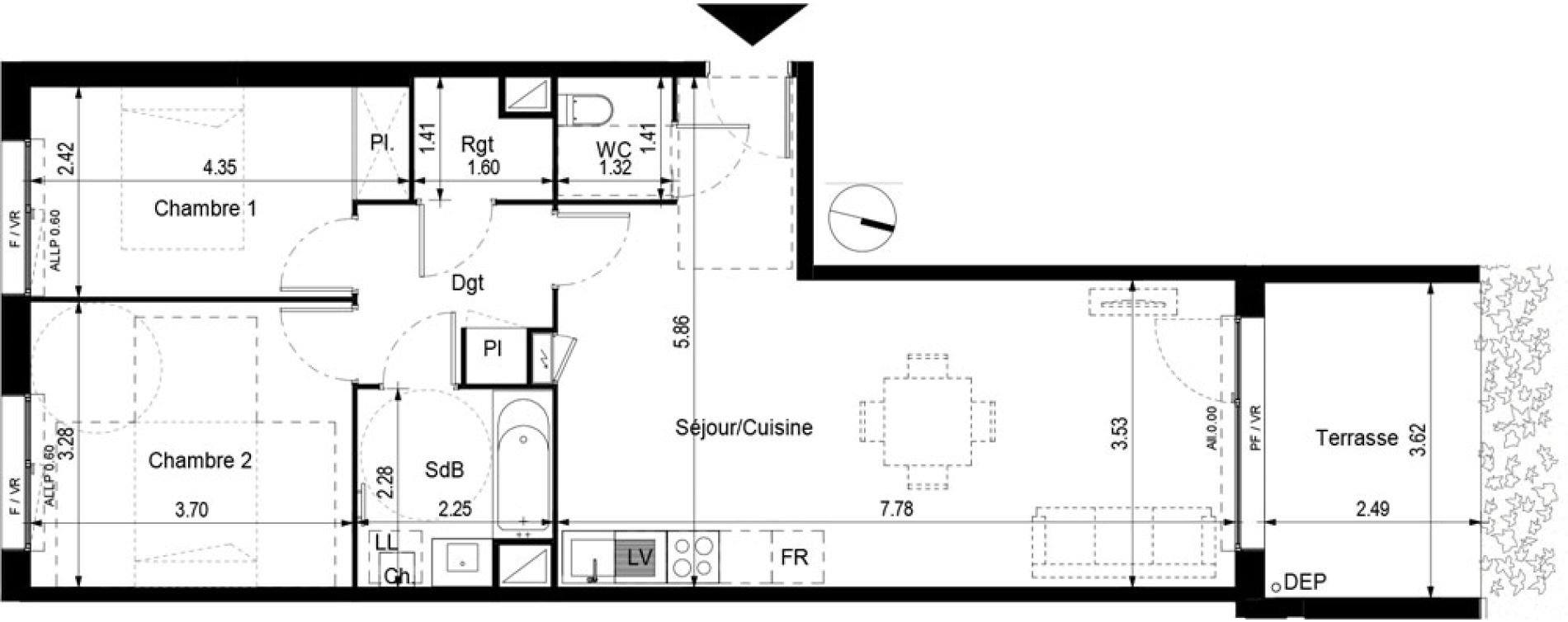 Appartement T3 de 66,83 m2 &agrave; Toulouse Ginestous