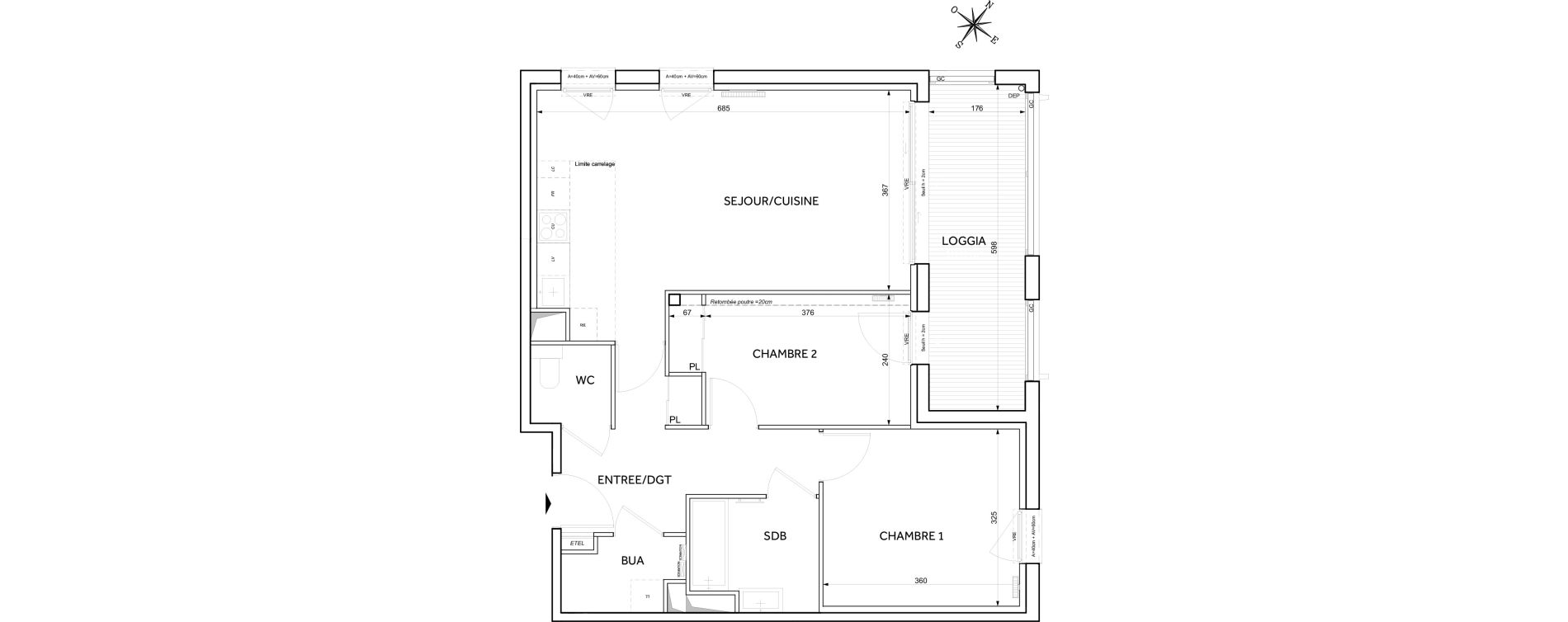 Appartement T3 de 67,40 m2 &agrave; Toulouse Guillaumet