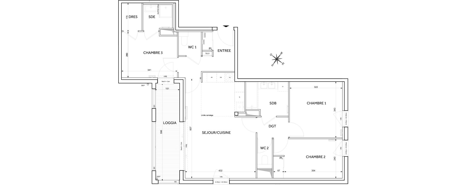 Appartement T4 de 78,21 m2 &agrave; Toulouse Guillaumet