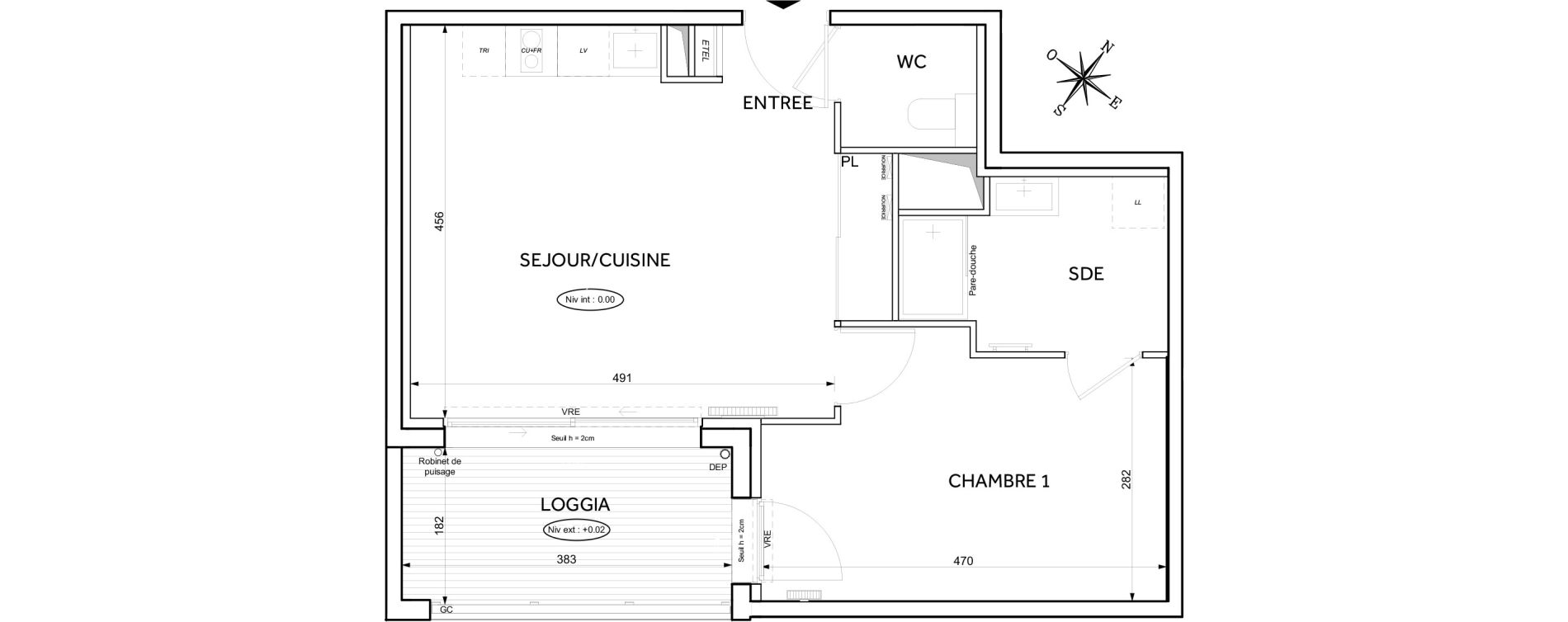 Appartement T2 de 44,10 m2 &agrave; Toulouse Guillaumet