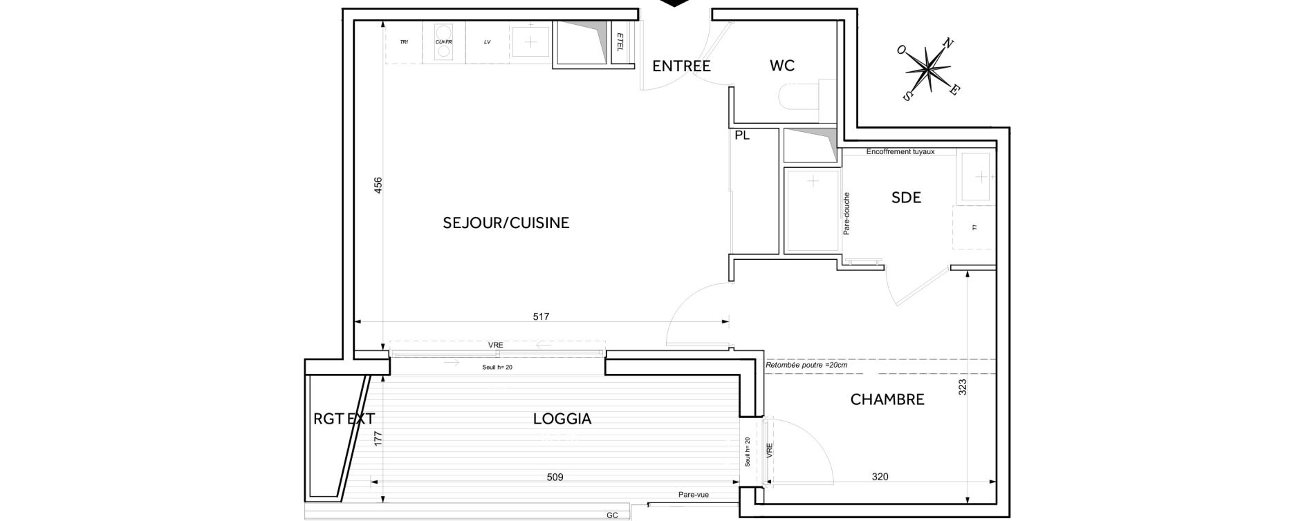 Appartement T2 de 41,47 m2 &agrave; Toulouse Guillaumet