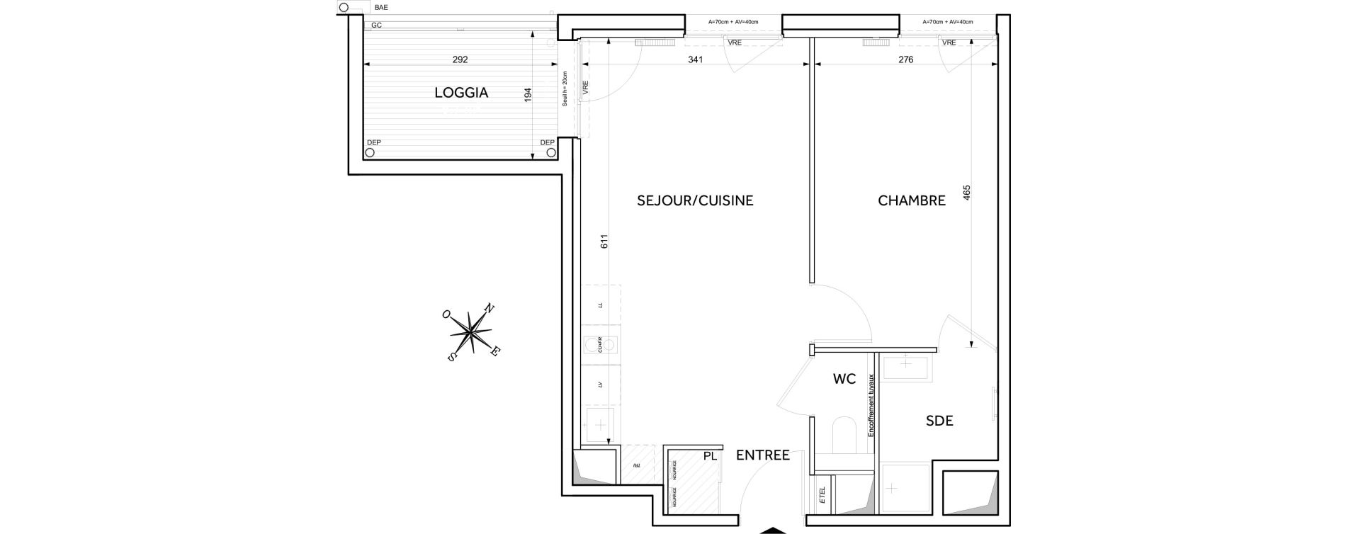 Appartement T2 de 41,48 m2 &agrave; Toulouse Guillaumet