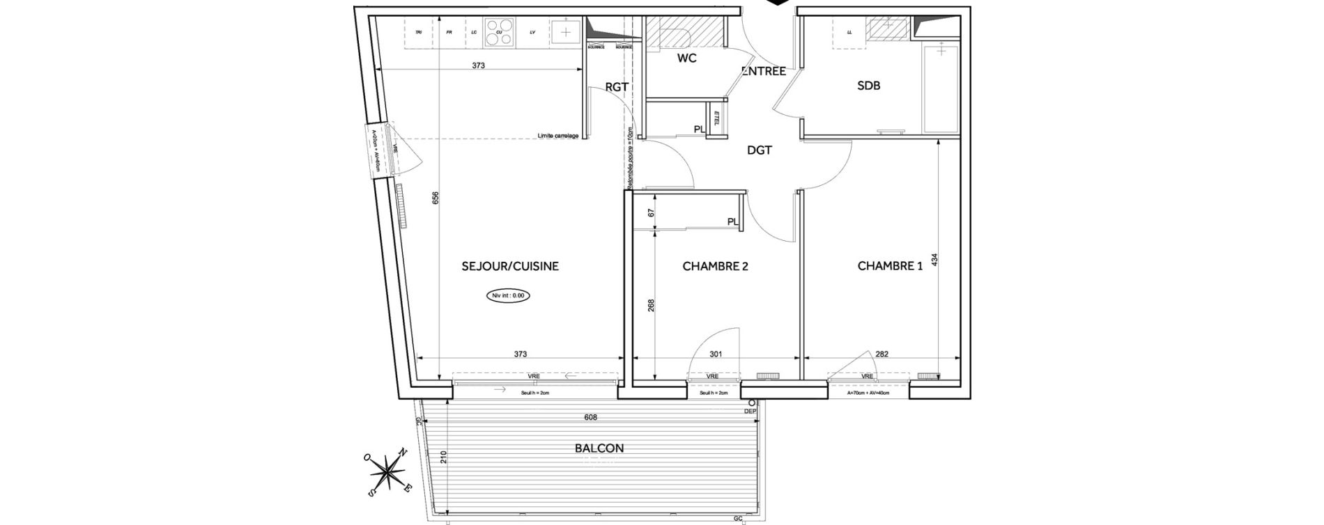 Appartement T3 de 63,40 m2 &agrave; Toulouse Guillaumet