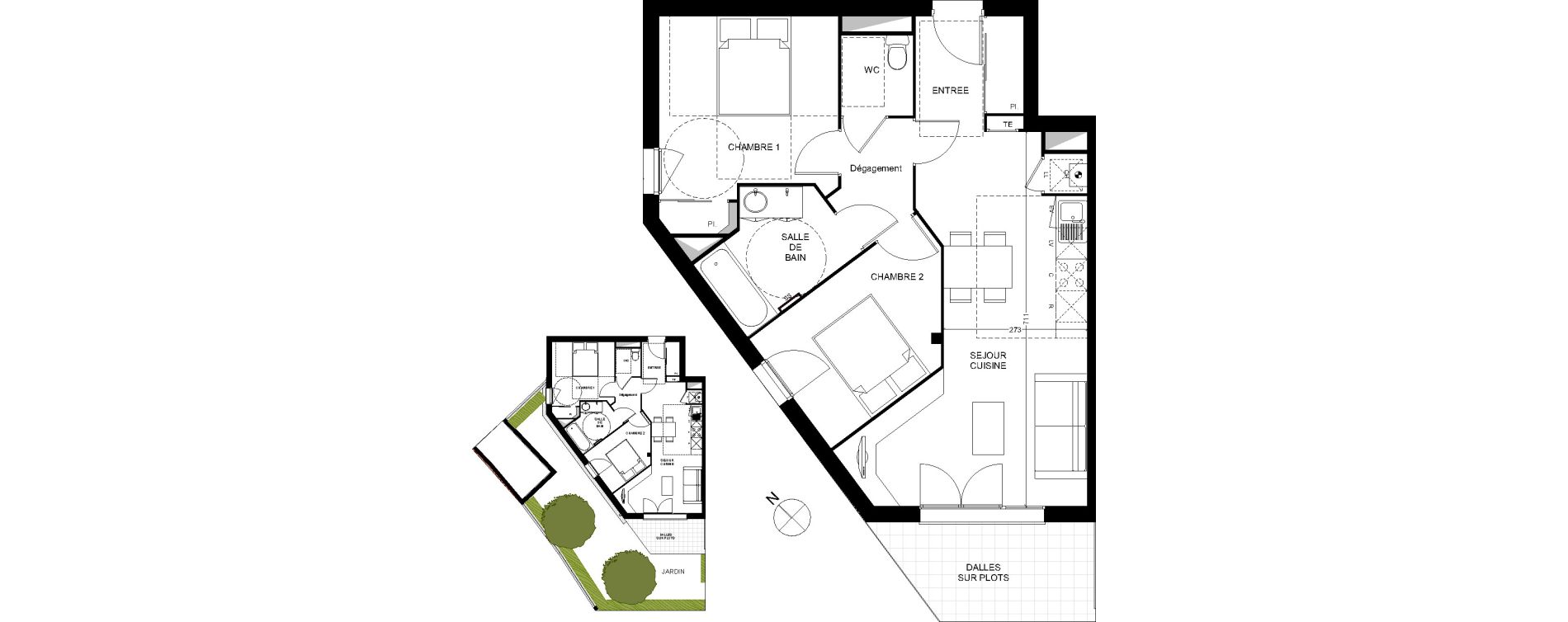 Appartement T3 de 59,34 m2 &agrave; Toulouse Croix daurade