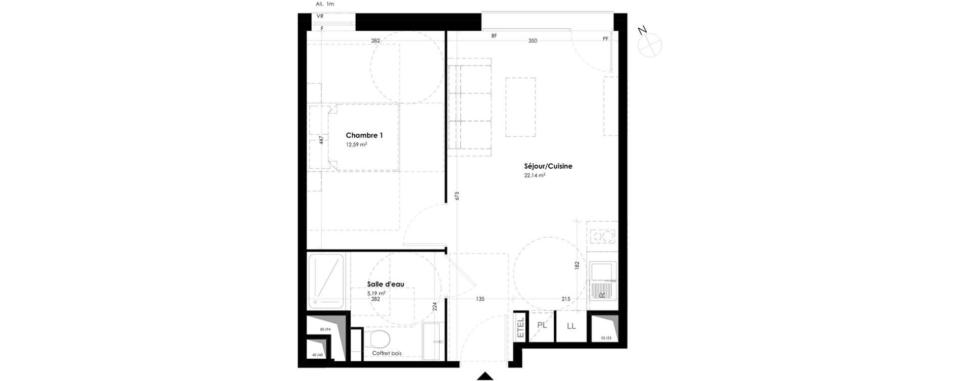 Appartement T2 de 39,92 m2 &agrave; Toulouse Empalot