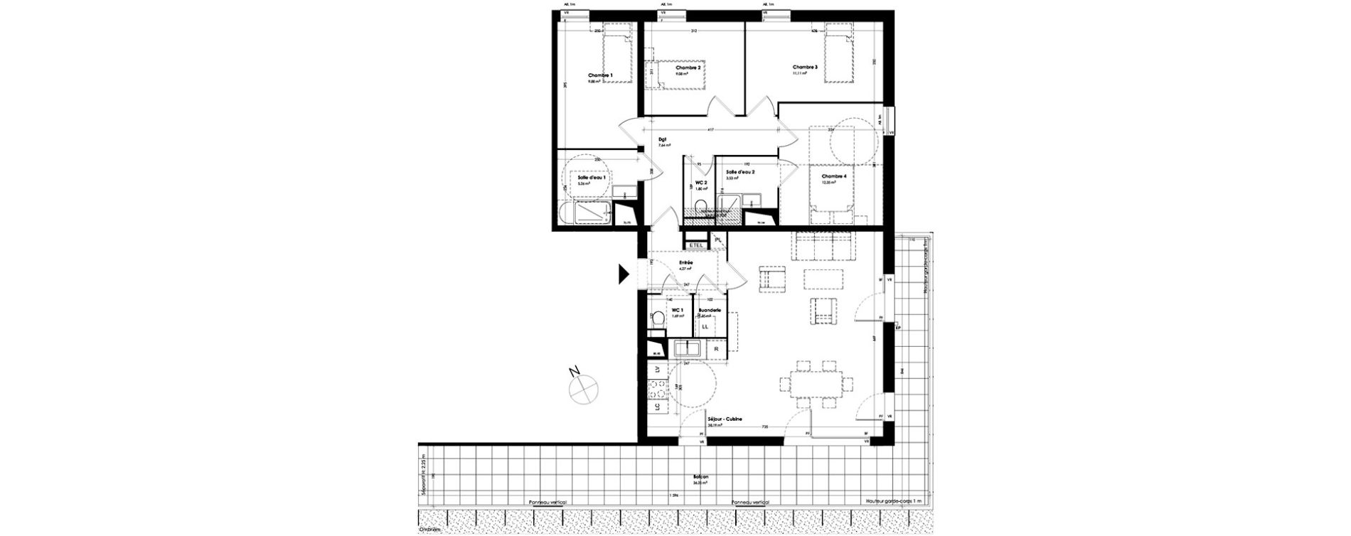 Appartement T5 de 106,15 m2 &agrave; Toulouse Empalot