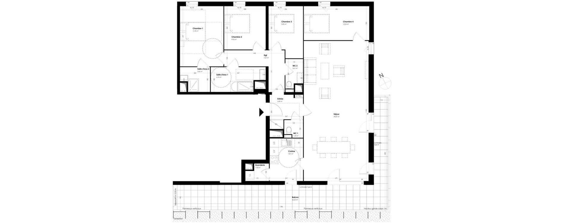 Appartement T5 de 132,71 m2 &agrave; Toulouse Empalot