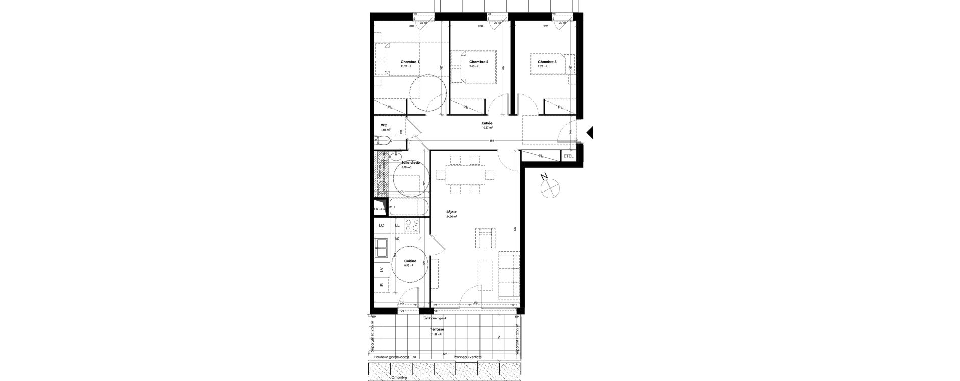 Appartement T4 de 82,10 m2 &agrave; Toulouse Empalot
