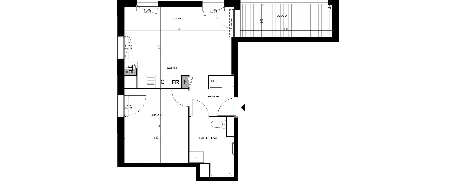Appartement T2 de 41,88 m2 &agrave; Toulouse Saint-simon