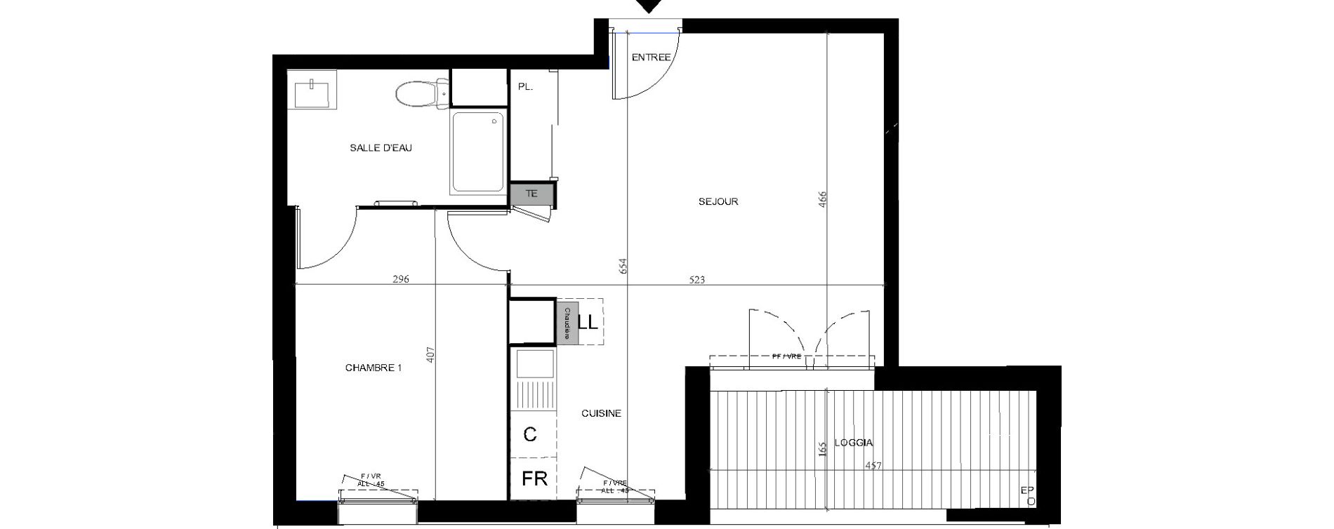 Appartement T2 de 45,31 m2 &agrave; Toulouse Saint-simon