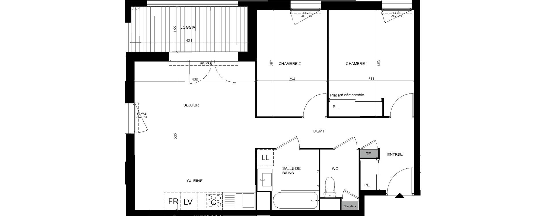 Appartement T3 de 61,95 m2 &agrave; Toulouse Saint-simon