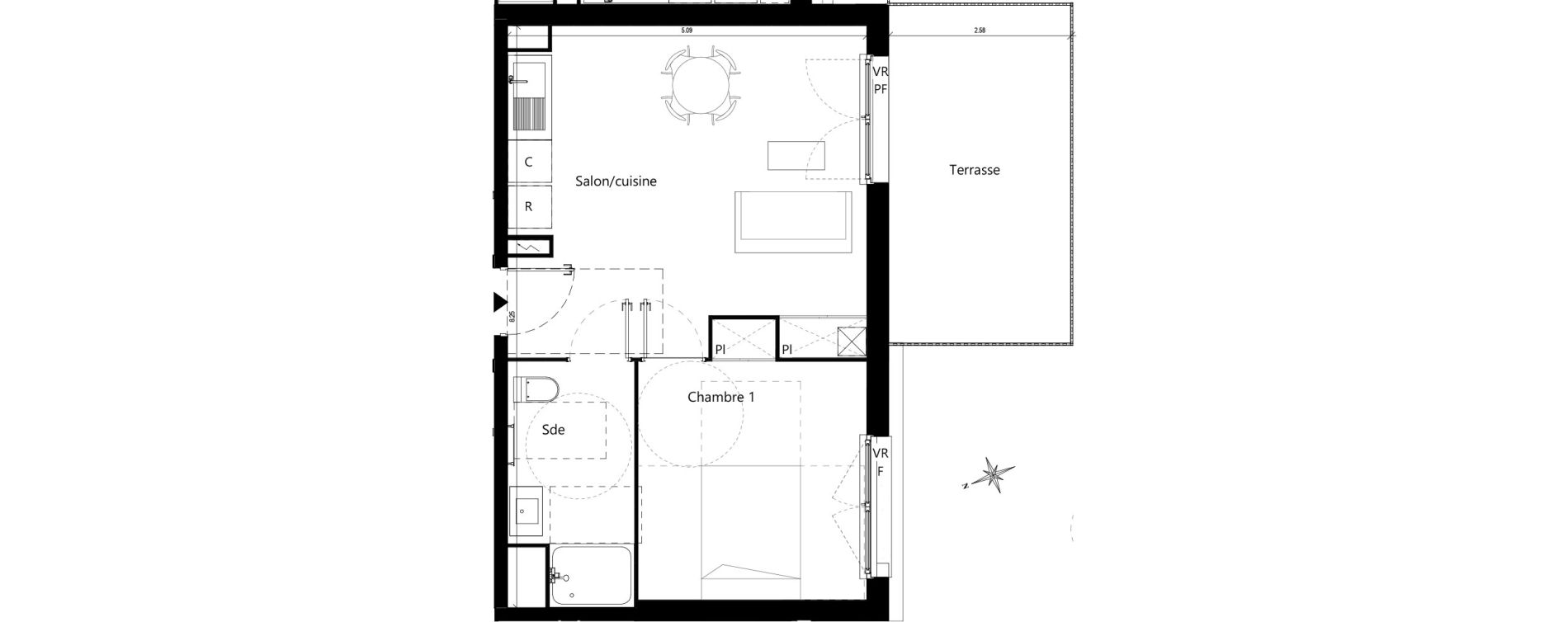Appartement T2 de 40,12 m2 &agrave; Toulouse Saint-simon