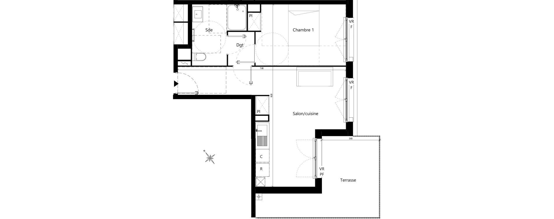 Appartement T2 de 42,26 m2 &agrave; Toulouse Saint-simon