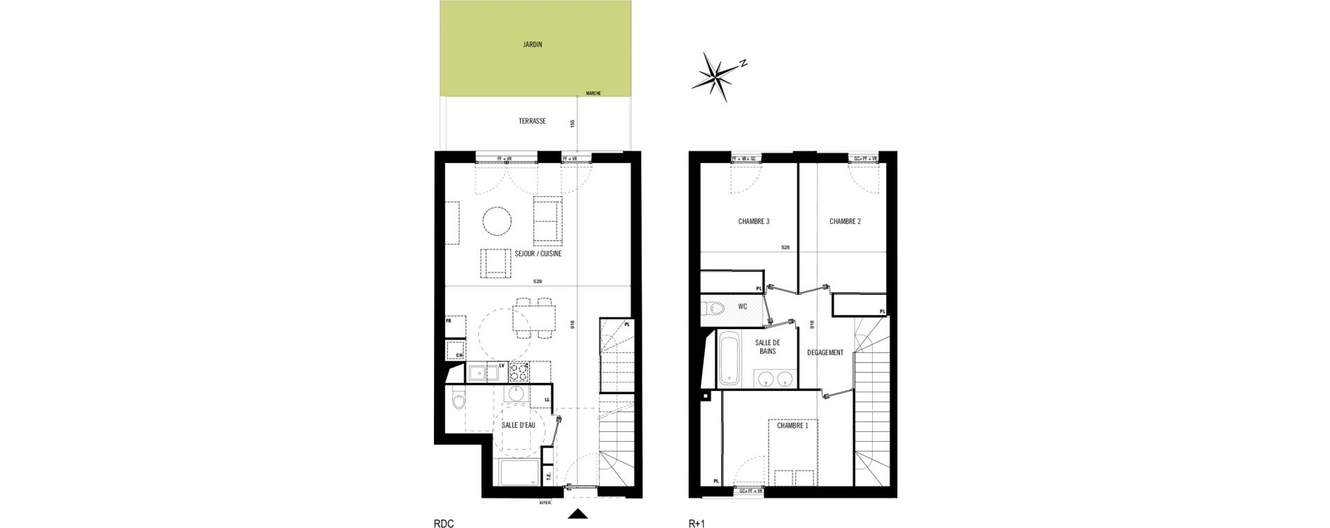 Duplex T4 de 85,30 m2 &agrave; Toulouse Saint-simon