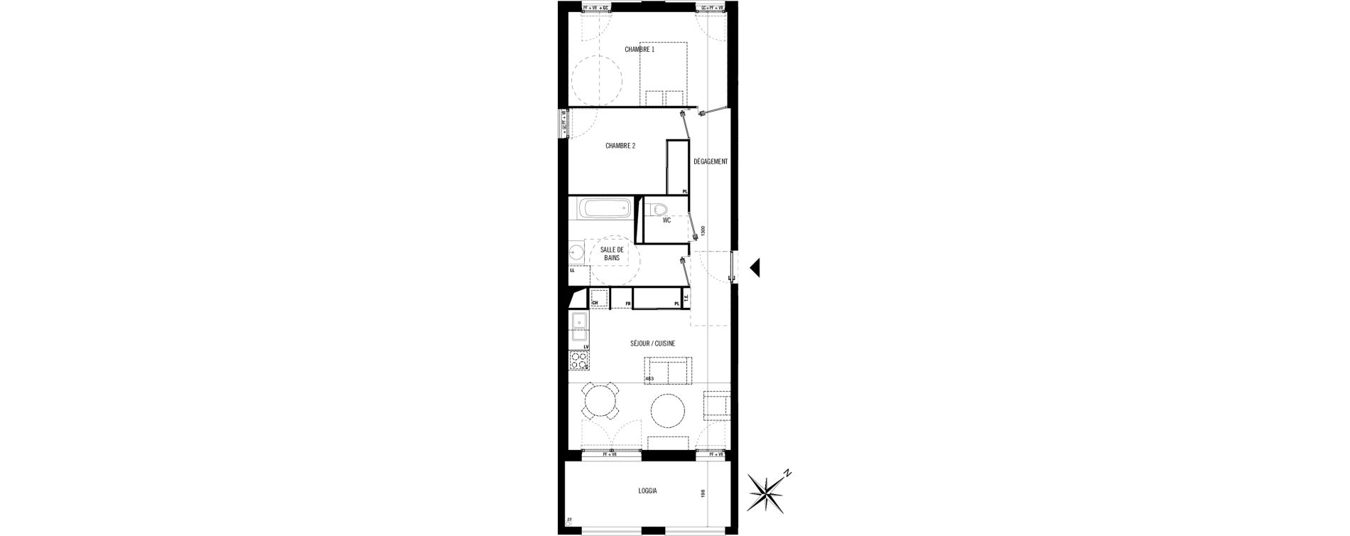 Appartement T3 de 60,50 m2 &agrave; Toulouse Saint-simon