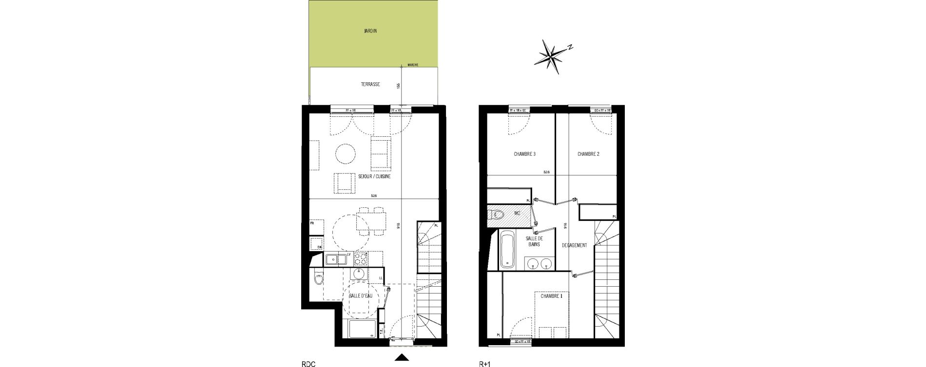 Duplex T4 de 85,40 m2 &agrave; Toulouse Saint-simon