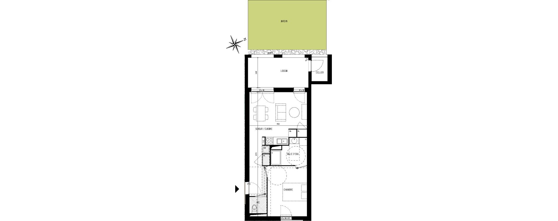 Appartement T2 de 42,60 m2 &agrave; Toulouse Saint-simon