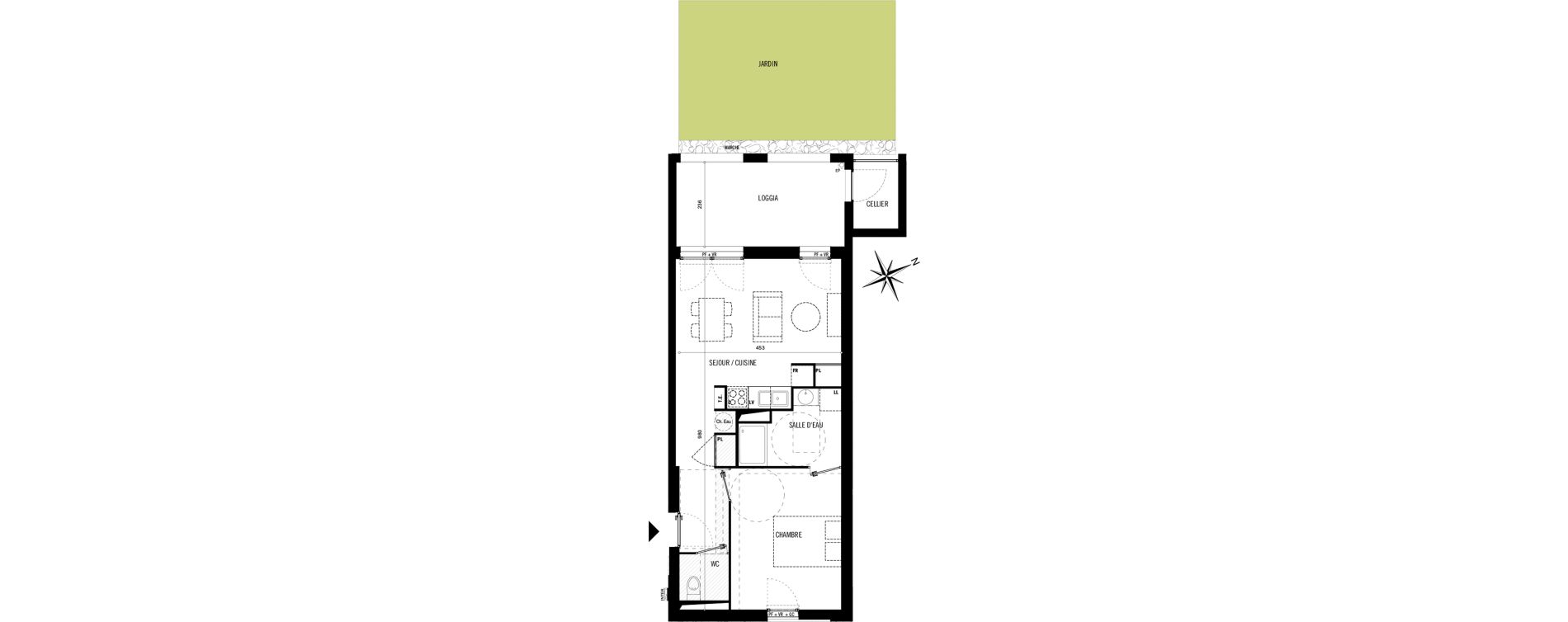 Appartement T2 de 42,70 m2 &agrave; Toulouse Saint-simon