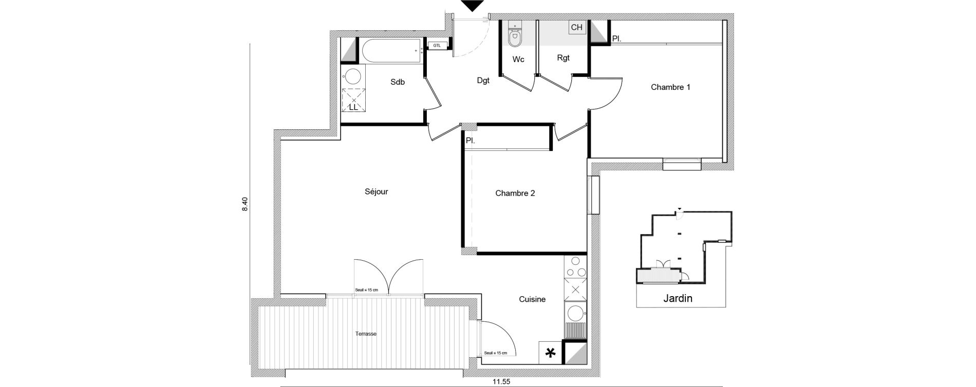 Appartement T3 de 65,80 m2 &agrave; Toulouse Amidonniers