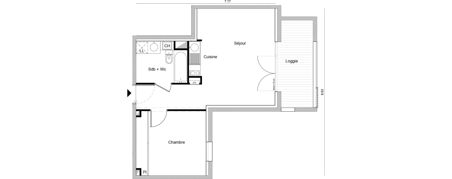 Appartement T2 de 42,20 m2 &agrave; Toulouse Amidonniers