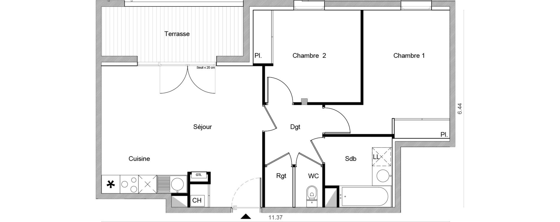 Appartement T3 de 56,60 m2 &agrave; Toulouse Amidonniers