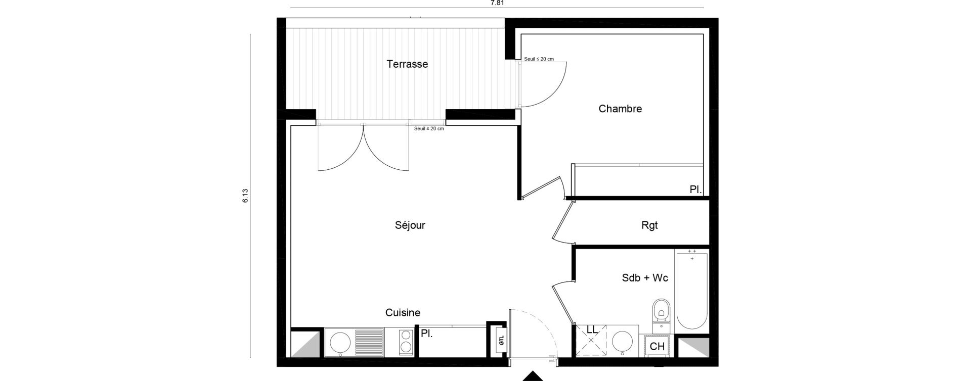 Appartement T2 de 43,20 m2 &agrave; Toulouse Amidonniers