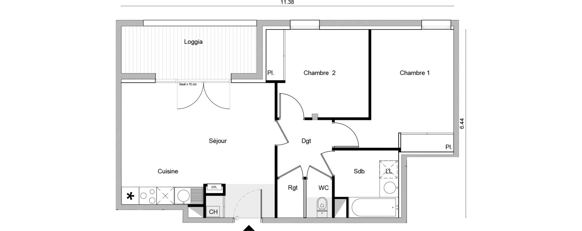 Appartement T3 de 56,60 m2 &agrave; Toulouse Amidonniers